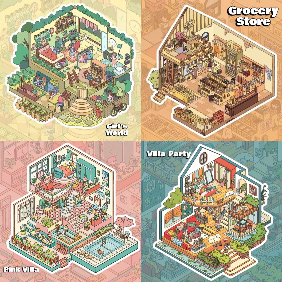 Whole Home Serenity Kit: Creative 4-Set 3D Mini Relief Stickers｜Mindful Crafting Escape