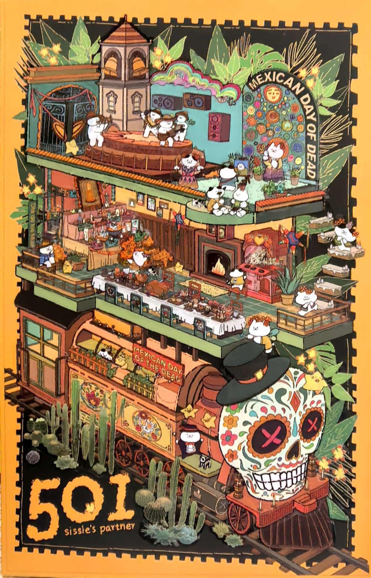 Cat Scene 3D Sticker Series- 4 Mystical DIY Worlds: Egypt, Dunhuang & More!