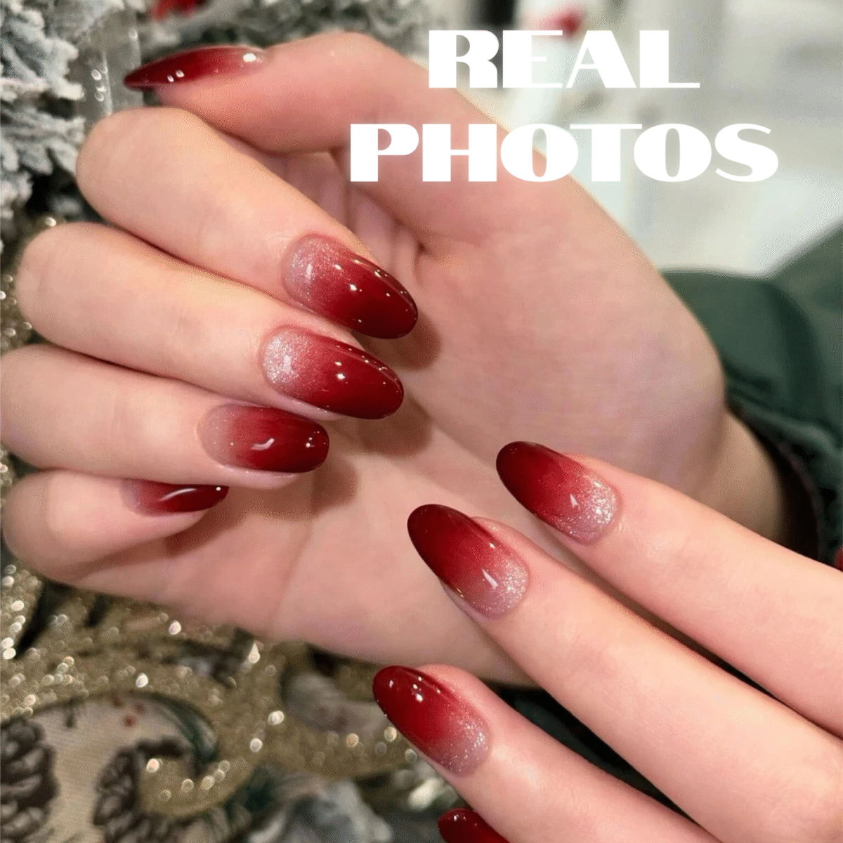 Berry Black Tea Ombré Press On Nails - Elegant Medium Almond Shape Nail Art